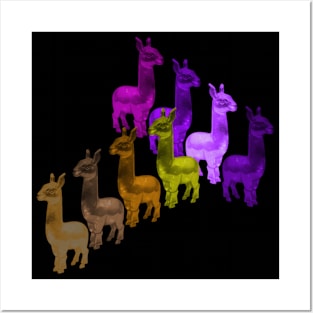 Llamas in purple and gold Posters and Art